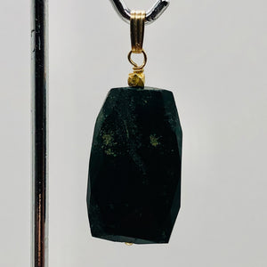 Bloodstone 14K Gold Filled Drop Pendant | 1 1/2" Long | Green/Gold | 1 Pendant |