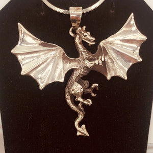 Dragon Sterling Silver Drop/Dangle | 2" Long | Silver | 1 Pendant |