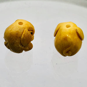 Oink 2 Hand Carved Piggy Boar Waterbuffalo Bone Beads | 18.5x14x12.5mm | Bone