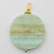 Load image into Gallery viewer, Hemimorphite14K Gold Filled Disc Dangle Pendant | 1 3/4&quot; Long | Aqua/Lemon |
