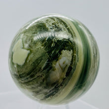 Load image into Gallery viewer, Serpentine Banded 329g Sphere | 2.5&quot; | Green White | 1 Sphere |
