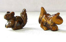 Load image into Gallery viewer, Nuts 2 Hand Carved Animal Tigereye Squirrel Beads | 22x15x10mm | Golden Brown - PremiumBead Primary Image 1
