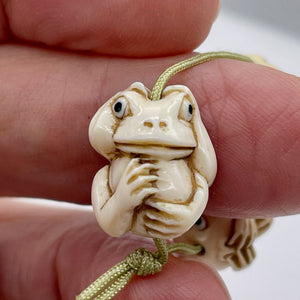 Carved/Etched No Evil Monkey | 2" Long | White Brown | 3 Pendant Beads |