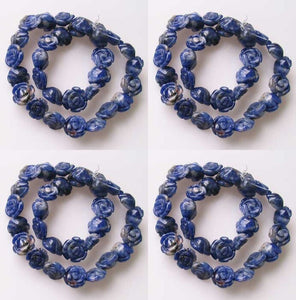 12 Hand Carved Blue Sodalite Rose Beads 10180AHS - PremiumBead Alternate Image 2