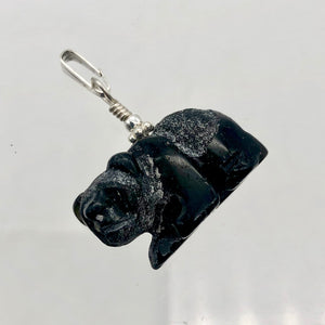 Adorable! Carved Onyx Panda Bear Silver Pendant | 19x14x10mm (Panda) 4mm (Bail Opening) | Black - PremiumBead Alternate Image 5