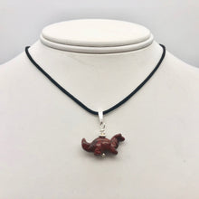 Load image into Gallery viewer, Brecciated Jasper Diplodocus Dinosaur with Silver Pendant 509259BJS | 25x11.5x7.5mm (Diplodocus), 5.5mm (Bail Opening), 7/8&quot; (Long) | Red - PremiumBead Alternate Image 2
