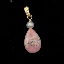 Load image into Gallery viewer, Rhodochrosite and Pearl 14K Gold Filled Pendant | 1 1/8 Inch Long | - PremiumBead Alternate Image 2

