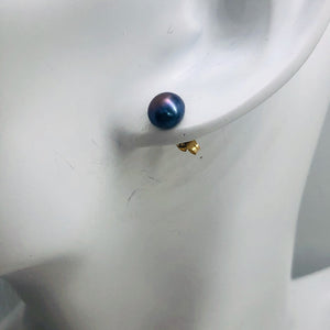 South Sea Pearl 14K Solid Gold Post Earrings | 7mm | Gray/Lavendar | 1 Pair |