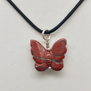 Flutter Carved Brecciated Jasper Butterfly and Sterling Silver Pendant 509256BJS - PremiumBead Alternate Image 2