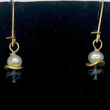 Load image into Gallery viewer, London Blue Topaz and Pearl 14K Gold Filled Drop | Blue/White/Gold | 1 Earrings|
