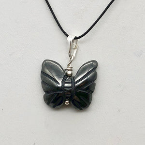 Flutter Carved Hematite Butterfly and Sterling Silver Pendant 509256HMS - PremiumBead Alternate Image 8