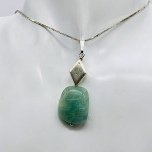 Aquamarine and Sterling Silver Drop Pendant | 1 3/4" Long | Aqua | 1 Pendant