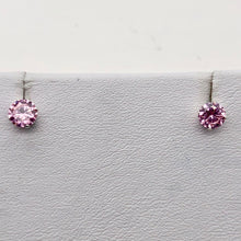 Load image into Gallery viewer, October Birthstone Shine 5mm Pink Cubic Zircon Sterling Silver Earrings - PremiumBead Alternate Image 5
