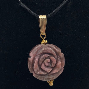 Pretty in Pink! Rhodonite Rose and 14K Gold FilledPendant | 20mm | 1.5" Long - PremiumBead Alternate Image 3