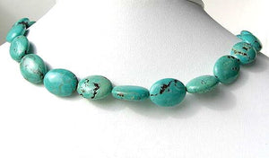 Natural Blue-Green Turquoise Oval Bead Strand - PremiumBead Primary Image 1
