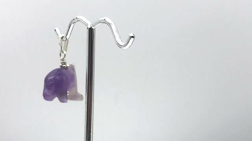 Amethyst Dolphin Sterling Silver Pendant | 1.5