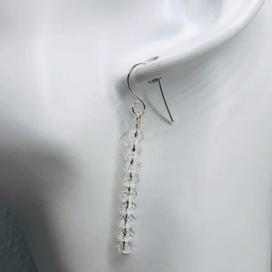 Quartz AAA Crystal Sterling Silver Dangle Earrings| 1 3/4" Long | Clear | 1 Pair