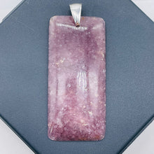 Load image into Gallery viewer, Natural Purple Lepidolite Large Rectangular Sterling Silver Pendant | 2 3/4&quot; |
