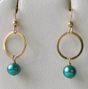 Hot Circle Turquoise Pearl Earrings 22K Vermeil 302857 - PremiumBead Primary Image 1