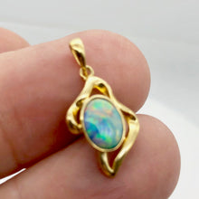 Load image into Gallery viewer, Red and Green Fine Opal Fire Flash 14K Gold Pendant - PremiumBead Alternate Image 6
