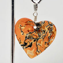 Load image into Gallery viewer, Limbcast Agate Valentine Heart Silver Pendant | 1 1/2 Inch Long | Orange/Green | - PremiumBead Alternate Image 4

