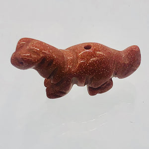 Dinosaur Carved Goldstone Diplodocus Figurine | 25x11.5x7.5mm | Gold sparkle Red