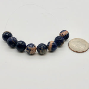 6 Blue Sodalite with White and Orange 12mm Round Beads 10781 - PremiumBead Alternate Image 3