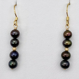 Dramatic Rainbow Red Cocoa Freshwater Pearl 14Kgf Earrings | 1 5/8" Long |