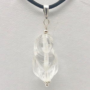 Hand Carved Quartz Female Laughing Buddha Pendant with Silver Findings | 1 3/4" - PremiumBead Alternate Image 4