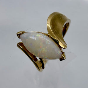Opal Marquise Cut 10K Gold Ring | 5.5 | Red Green Fire | 1 Ring |