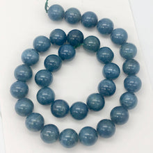 Load image into Gallery viewer, Rare Vivid Blue Cat&#39;s Eye Apatite Round Gemstone Bead Strand | 12mm | 33 Beads |
