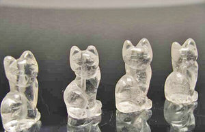 Adorable! 2 Quartz Sitting Carved Cat Beads | 21x14x10mm | Clear - PremiumBead Alternate Image 2