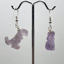Load image into Gallery viewer, Amethyst Tyrannosaurus Rex Sterling Silver Drop Earrings| 1.5&quot; Long | Purple |
