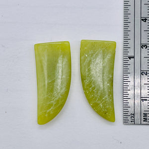 2 Serpentine Jade 28x13x4.5mm Claw Beads 8948A