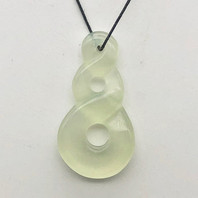 Carved Translucent Serpentine Infinity Pendant with Simple Black Cord 10821C - PremiumBead Primary Image 1