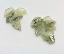 Load image into Gallery viewer, Carved 2 Green W/Dendrites Prehnite Leaf Beads 10532E - PremiumBead Primary Image 1
