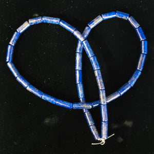 Lapis Lazuli Half-Strand Tube | 9x4 mm | Blue/Silver | 25 Beads |
