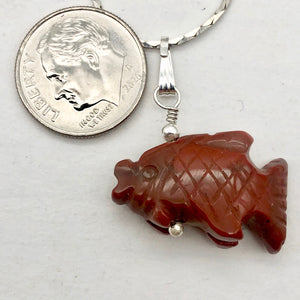 Jasper Koi Fish Pendant Necklace | Semi Precious Stone Jewelry|Silver Pendant - PremiumBead Alternate Image 7