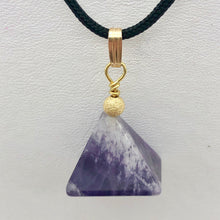 Load image into Gallery viewer, Amethyst Pyramid Pendant Necklace | Semi Precious Stone Jewelry | 14k Pendant - PremiumBead Alternate Image 7

