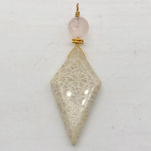 Load image into Gallery viewer, Fossilized Coral Kite Kunzite 14K Gold Filled Pendant | 2 3/4&quot; | White, Black |
