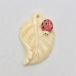 Loving Ladybug on a Leaf Hand Carved Pendant Bead | 44x29x8.5mm | 10870 - PremiumBead Alternate Image 3