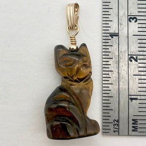 Tiger Eye Kitty Cat Pendant Necklace|Semi Precious Stone Jewelry|14kgf Pendant | - PremiumBead Alternate Image 6
