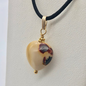 Love! White and Red Mookaite 14kgf Heart Pendant 504891D - PremiumBead Primary Image 1