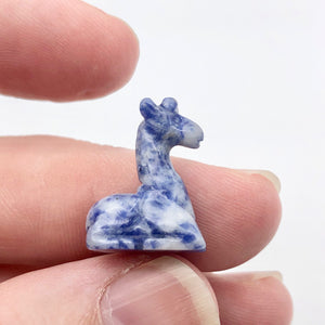 Graceful 2 Carved Sodalite Giraffe Beads | 21x16x9mm | Blue/White - PremiumBead Alternate Image 2