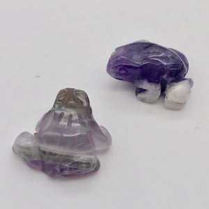 Prosperity 2 Hand Carved Amethyst Frog Beads | 20x18x9.5mm | Purple - PremiumBead Alternate Image 2