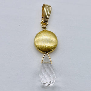 Quartz 14K Gold Filled Facetted Briolette | 1 3/4" Long | Clear | 1 Pendant |