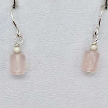 Load image into Gallery viewer, Madagascar Rose Quartz Tube Bead Sterling Silver Semi Precious Stone Earrings - PremiumBead Primary Image 1

