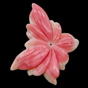 Peruvian Opal Flower Pendant | 40x50x7mm | Pink White | 1 Bead