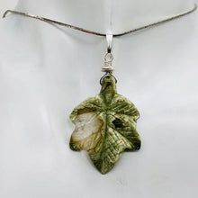 Load image into Gallery viewer, Ryolite Rain Tree Jasper Sterling Silver Leaf Pendant|2&quot; Long |Green | 1 Pendant
