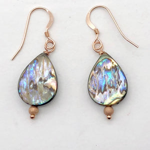 Abalone 14k Gold Filled Drop Earrings | 1 1/4" Long | Rainbow |